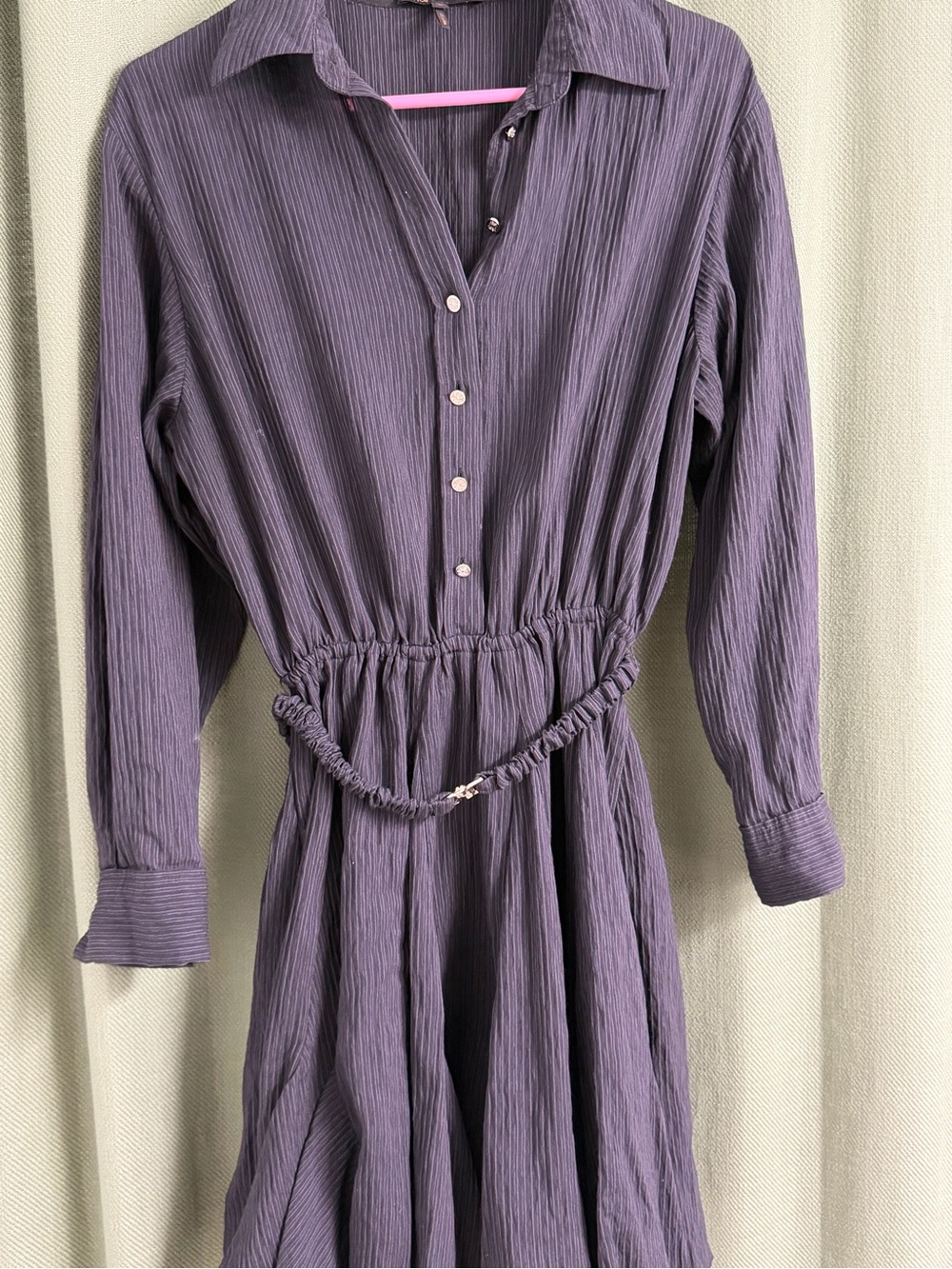 Maje Navy Button-Front Dress
